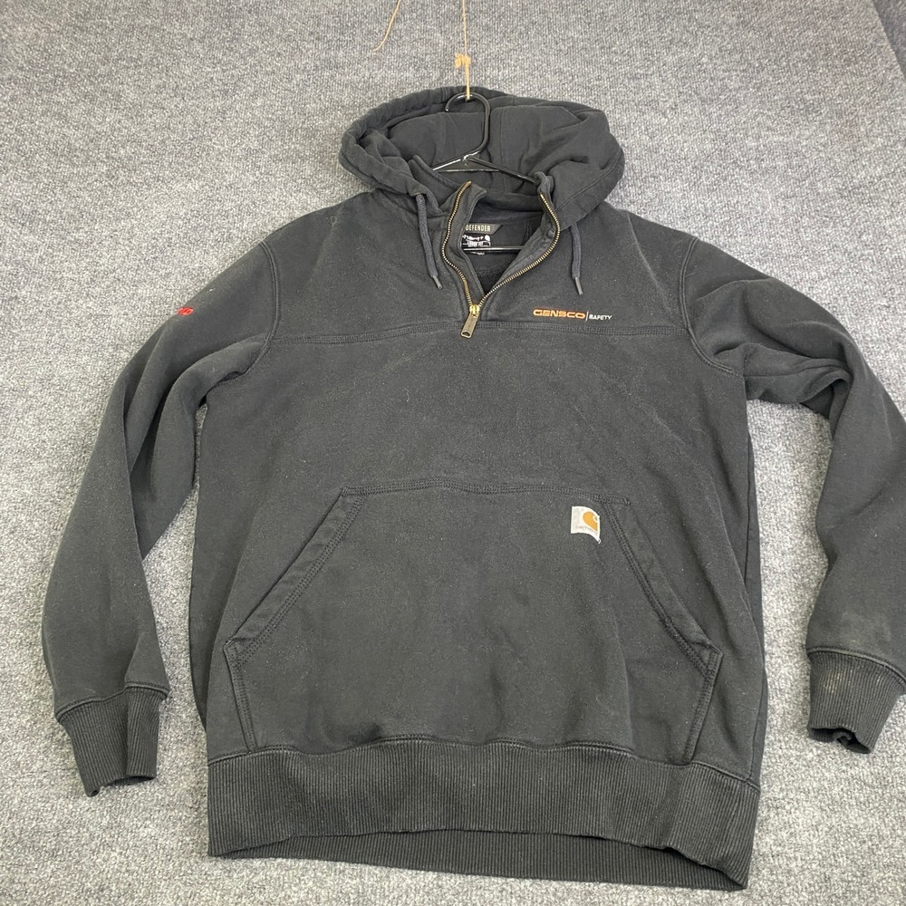Carhartt Rain Defender Mens Black Quarter Zip Hoodie Loose Fit Gensco Safety M